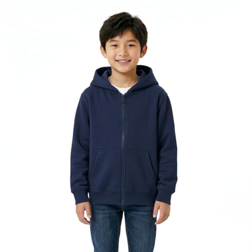 Image of HOODLIFE Kids Zip-Up Hoodie Sweatshirt for Boy Soft Cotton Blend Hooded Jacket with Pockets, Comfortable Everyday Wear for Kids