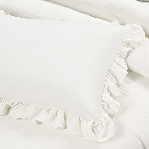 Image of Lush Decor Reyna Ruffle Daybed 6 Piece Set 68 inch W x 92 inch L, White - White Bedding Set - Daybed Comforter Set - Ruffled Bedding - Coquette Decor