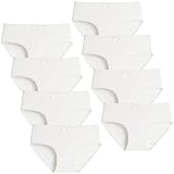 Domee Braguitas Algodón Ropa Interior Color Sólido Niña Pack de 8 Blanco 12-14 años (Fabricante Talla L)