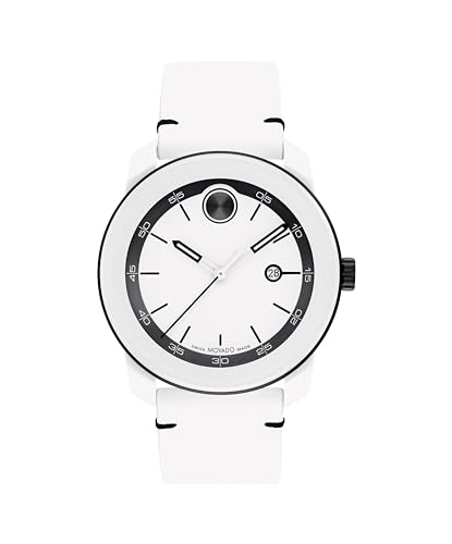 Movado Bold TR90 Ultra Modern Watch for Men and Women - Swiss Quartz 3H Movement, Leather Strap - Water Resistant 3ATM/30 Meters - Sporty Style Wristwatch for Everyone - 42mm