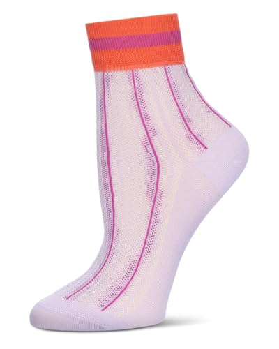 MeMoi Women's Sheer Openwork Retro Stripe Anklet Socks2