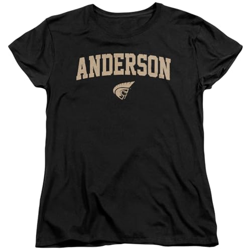 LOGOVISION Anderson University One Color Arched Women's T Shirt, Black, Small