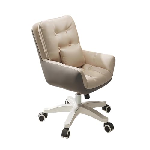 Silla de escritorio de oficina con soporte lumbar, altura ajustable, giratoria de 360°, sillón de cuero para el hogar, dormitorio, estudio, mesa de trabajo