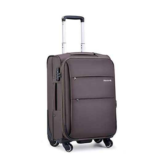 Hanke 20" Expandable Carry-On Luggage with Lock (Coffee)