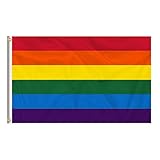 Homissor Rainbow Gay Pride Flag 3x5 ft- LGBTQ Pride Parade Banner Flags Fade Resistant for Indoor Ou