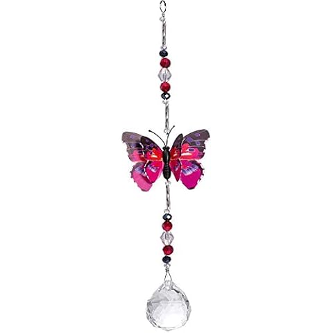 WEISIPU Butterfly Prism Crystal Suncatchers - Windows Prisms Suncatcher Hanging Rainbow Maker for Windows, Christmas Tree Decor, Gifts (Pink) Cover