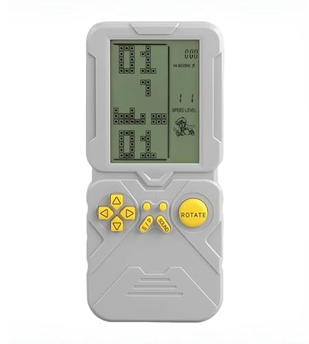 LZYCH 4.5" Pantalla Bloquear Consola de Juegos Retro Apto para Europeos y Americanos 23 Juegos Ladrillo/Tanque Dificultad Ajustable Regalos para Esposos/Novios/Hijos Juguete Rompecabezas (Plata)