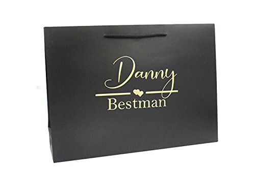 Luxury Gift Bag with Rope Handle | Personalised Gift Bags for Birthdays, Weddings, Bridal Party | Custom Gift Bags (BLACK - MEDIUM)
