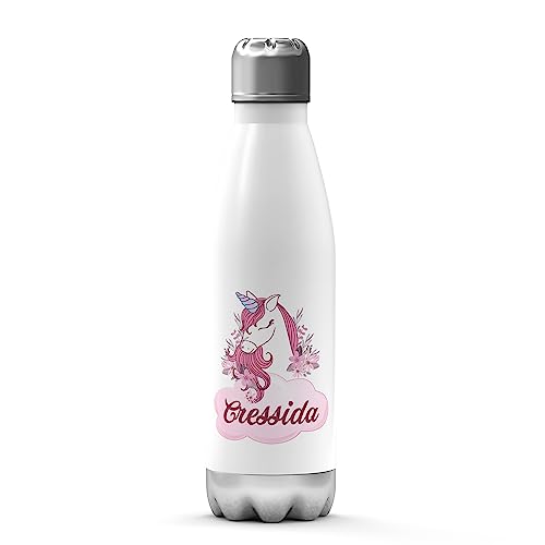 Print Maniacs Stainless Steel Thermal Water Bottle Vacuum Insulated Metal Water Bottle for 12 Hours Hot & 24 Hours Cold Drinks Sports Flask Great for School Work Gym Travel 500ml Unicorn (White)