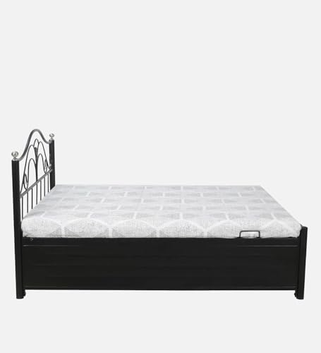 Image of Damron Single Size Metal Bed Palang with Storage - Durable Steel Frame, Space-Saving Design, Stylish and Functional Bedroom Solution with Under-Bed Storage for Easy Organization(Aiden)