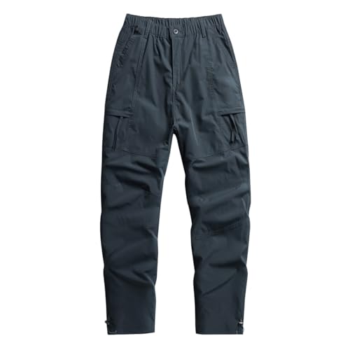 Cargo Pants for Men Casual Elastic Waist Button Down Trousers Soft Trendy Slim Fit Lounge Straight Leg Hiking Outfits - Main Image