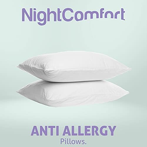 Night Comfort 2 Pack Luxury Standard Pillows Soft Support for Front Sleepers - Hypoallergenic Fluffy Microfibre with Hollowfibre Filled Bounce Back Bed Pillows