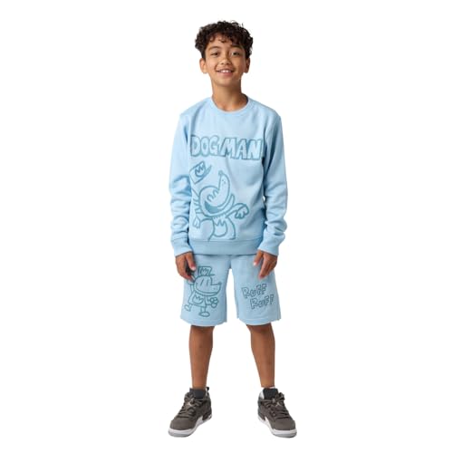 Bioworld Dog Man Puff Ruff Boy's 2-Pack Crew Neck Long Sleeve Sweatshirt & Lounge Shorts Set2