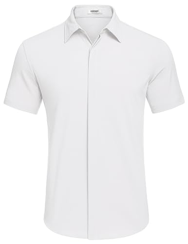 COOFANDY Men's Casual Short Sleeve Button Down Summer Beach Shirt Lightweight Textured Wrinkle Free Stretch Shirts4