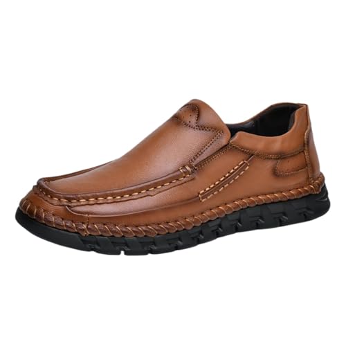 Men's Genuine Leather Oxford Shoes, Anti-Slip Rubber Sole Business Slip-On, Breathable for Work, Dating, Outdoor