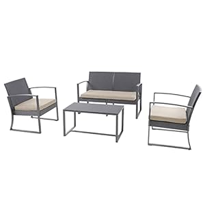 Svita LOIS XL Grau/Beige Rattan Bistroset