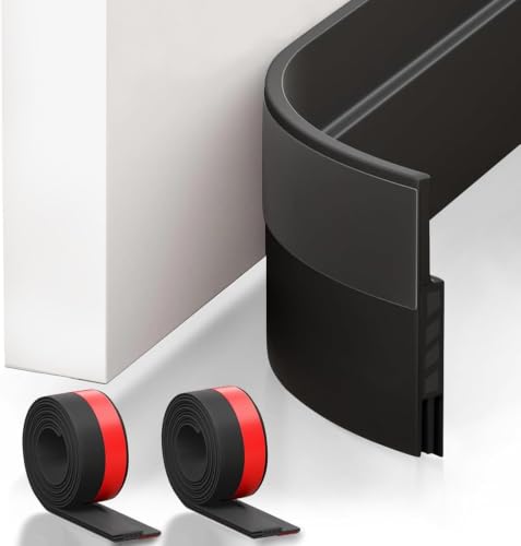 Image of Suptikes 2 Pack Door Draft Stopper，Door Sweep for Exterior & Interior Doors,Door Bottom Seal Dust and Noise Insulation Weather Stripping Draft Guard Insulator, 2 inch W x 39 inch L, Black