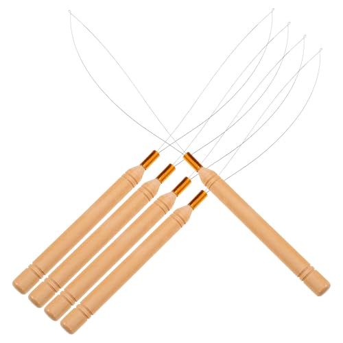 ifundom Outil D’Enfilage de Perles 5 Pièces Manche en Bois 21 CM Accessoire DIY pour Perles et Macramé Outil Portable pour Loisirs Créatifs et Fabrication de Bijoux