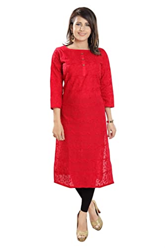 Image of DARIKA Women Chikankari Kurti in Dark Blue for Plus Size & Small Size.