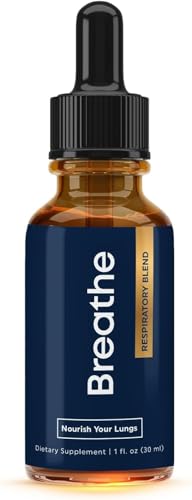 BREATHE 8-IN-1 Mullein Drops for Lungs & Airways: Peppermint Thyme & Mullein Leaf Extract for Lungs Detox for Smokers - Break up Mucus & Breathe Clear - GMO-Free & Made in USA - 1 fl. oz.