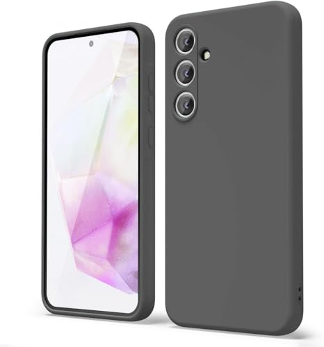 Image of DIZORO Microfiber Candy Case Compatible for Samsung S24 fe Smooth Touch Cushion Liquid Soft Silicone Gel Rubber Phone Cases Non-Slip Full Body Protective Back Cover - Space Grey