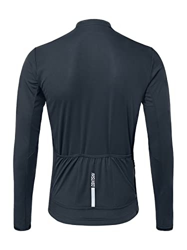 ARSUXEO Men's Cycling Jersey Long Sleeve Slim Fit Bike Jersey Biking Bicycle Cycling Shirt 6038 Dark Blue Size X-Large