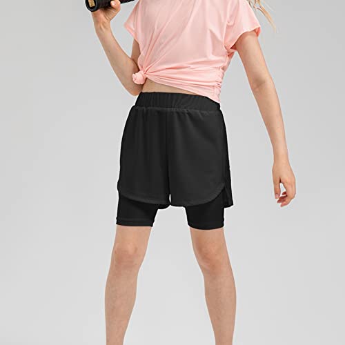 Hotfiary Girls Athletic Running Shorts 2 in 1 Workout Gym Yoga Shorts Liner with Phone Pocket Biker Spandex Sweatpants2