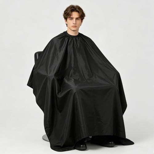 Capa negra para corte de cabello 180x145 cm para salón miniatura 4