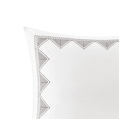 Image of INK+IVY Single 100% Cotton Euro Sham - European Square Decorative Pillow Cover, Hidden Zipper Closure (Pillow Insert NOT Included), Isla, Geometric White 26 inchx26 inch
