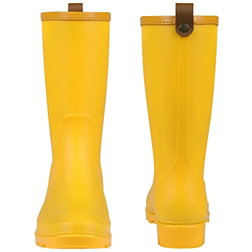 Women's Mid Calf Rain Boots Waterproof Lightweight Garden Shoes, Yellow #TOP6