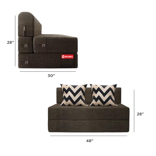 Image of CELLBELL Comfy Sofa Cum Bed 4x6 Feet | Foldable Dual Use Couch Bed with Soft Cushions, Washable Fabric Cover & Sturdy Frame | Space Saving Modern Design for Living Room, Bedroom & Guest Use (Grey)