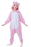 CANASOUR Pig Onesie Kids Halloween Costumes Anime Cosplay Pink Animal One Piece Pajamas 10-12 Years Girls Boys Polyster Outfit (10-12 Years, Pig Pink)