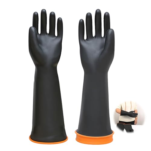 14 Rubber Gloves, Chemical Resistant Protective Gloves, Heavy Duty Latex Protective Gloves, Waterproof and Reusable, Resist Strong Acid,Resist Strong Acid & Alkali for Household Industry