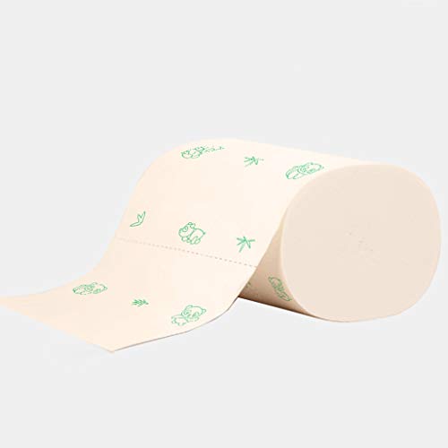 Preisvergleich Produktbild 50 Rollen Haushaltspapierhandtücher, Bambuspulpe mit Familiendruck, Toilettenpapier, Toilettenpapier, kernloses Netz, fünf Verdickungsschichten, geeignet für Mutter und Kind