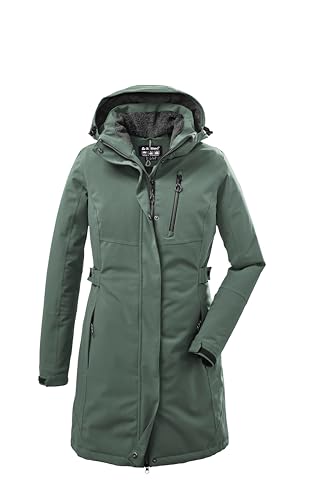 killtec Damen Funktionsparka/Parka mit abzippbarer Kapuze KOW 165 WMN PRK, grüngrau, 42, 37726-000, grün/grau