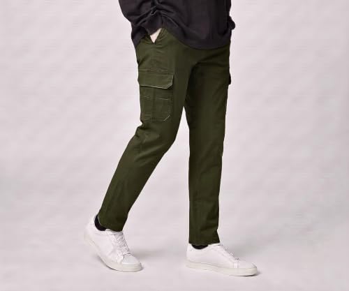 Image of V Can Men's Cotton Cargo Pants with Elastic Waistband