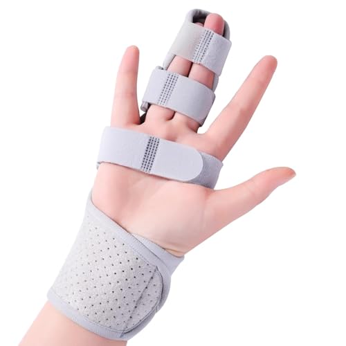FAMJOALE Trigger Double Finger Splint Brace Joint Stabilizer, Middle Hand Brace with Broken Finger Support Pinky Pointer Splint