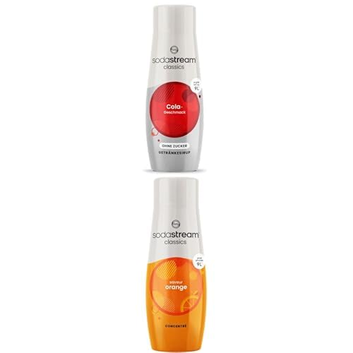 Sodastream 2 Concentrés Cola sans Sucres + 2 Concentrés Orange pour Machine à Eau Pétillante et Soda | Préparez jusqu'à 9 litres de Cola et Orange...