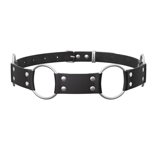 Ladies' Punk Style Eyelet Y2K Leather Belts with Metal Link Tassels Adjustable Clasps Garter Straps Harness