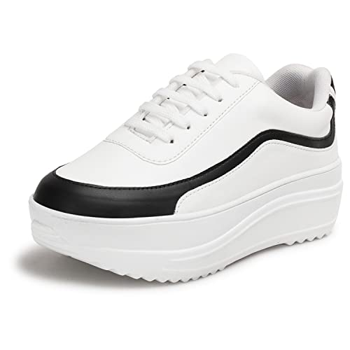 Image of Vendoz Women White Casual Stylish Sneakers