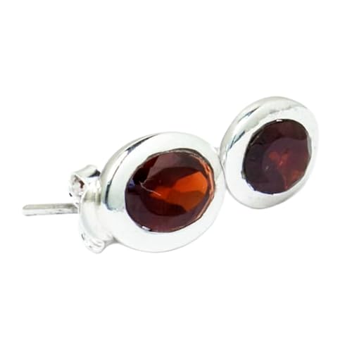 Grenat rouge naturel rare : le cadeau idéal en boucles d'oreilles minimalistes argent