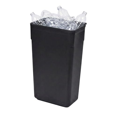 Image of Restaurantware RW Clean 13 Inch x 9.2 Inch Waste Basket 1 Slim Trash Bin - Attachable For Office Black Plastic Trash Can Fits Rolling Utility Cart Heavy Duty
