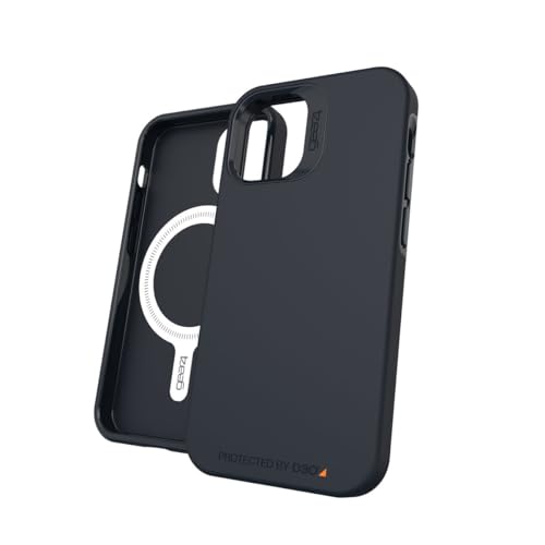 ZAGG Gear4 Rio Snap D30 Protective Case for iPhone 12 Mini, 5G, Slim, Shockproof, Wireless Charging, MagSafe, (Black)