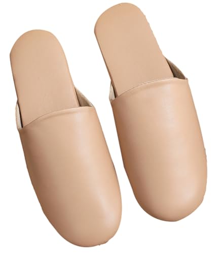 Genuine Leather House Slippers for Women Men Luxurious Solid Sandals Non-slip House Shoes Indoor Outdoor