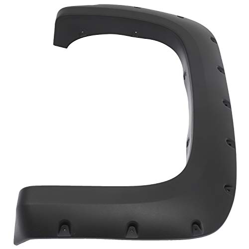 Black Textured Pocket Rivet Style Fender Flares Replacement For Chevy Silverado 1500 69\" Short Bed 2007-2013 with Front & Rear Wheel Fender Flare 4 PCS Set - Thumbnail 2