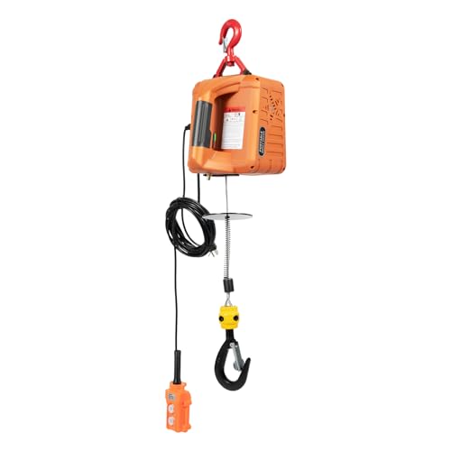 3in1 Electric Hoist Winch, 1500W Portable Electric Winch with Wired and Wireless Remote Control, 110V Power Winch Crane, 16ft Lifting Heigh 440LBS, Electric Hoist for Garages Warehouse Lifting Towin