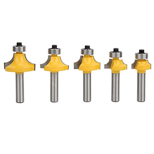 5 Pcs 8mm Shank Router Bit Set, Painted Alloy Round R Corner Trimming Milling Cutter, Oxidation , High Wear for Woodworking
