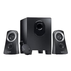 Logitech Z313 2.1 Lautsprecher-System mit Subwoofer, 50 Watt Spitzenleistung, 3.5 mm Eingang, Kopfhörerbuchse, Bedienelemente am Steuergerät, EU Stecker, PC/TV/Tablet/Handy – Schwarz