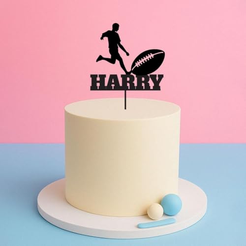 TiTaicor Footballer Cake Topper Custom Name Sport Party Gift Toppers Birthday Proposal Engagement Wedding Anniversary Celebration Party Cake Charm for Man Women.