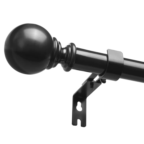 Schwarz Gardinenstange,Gardinenstange Ausziehbar 66-183cm,Vorhangstange mit Halterung,25mm Gardinenstange mit runden Endkappen Schwarz Gardinenstange,Gardinenstange Ausziehbar 66-183cm,Vorhangstange mit Halterung,25mm Gardinenstange mit runden Endkappen